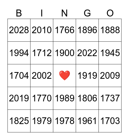 LES ANNÉES Bingo Card