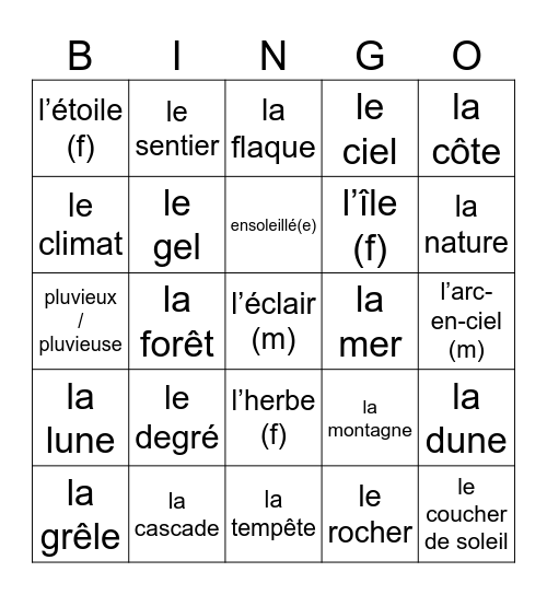 Bingo Jaar 1 Rallye 1 Bingo Card