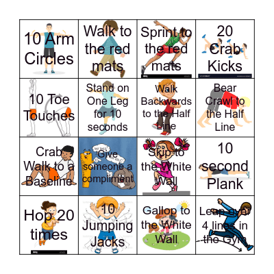 P.E. Bingo Card