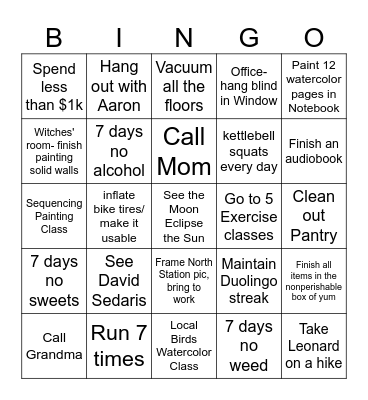April Bingo Card