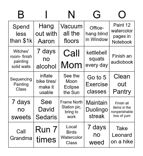 April Bingo Card