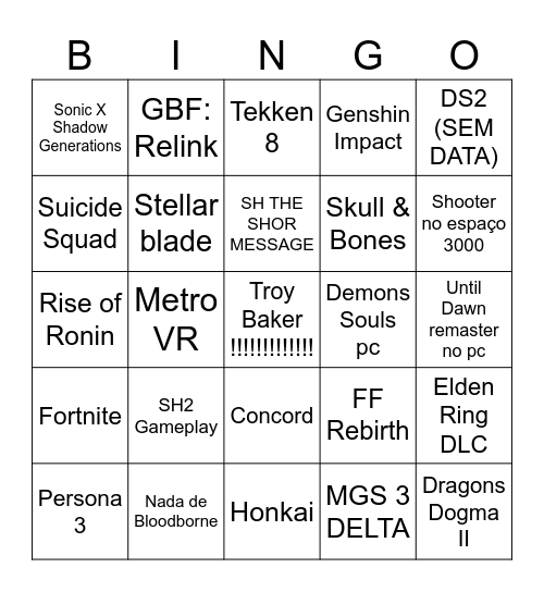 state of play 31/01 Bingo Card