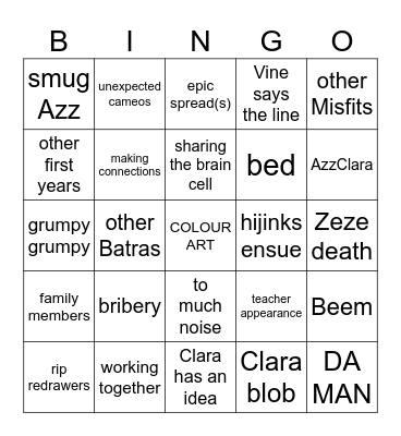 Prep Bingo Card