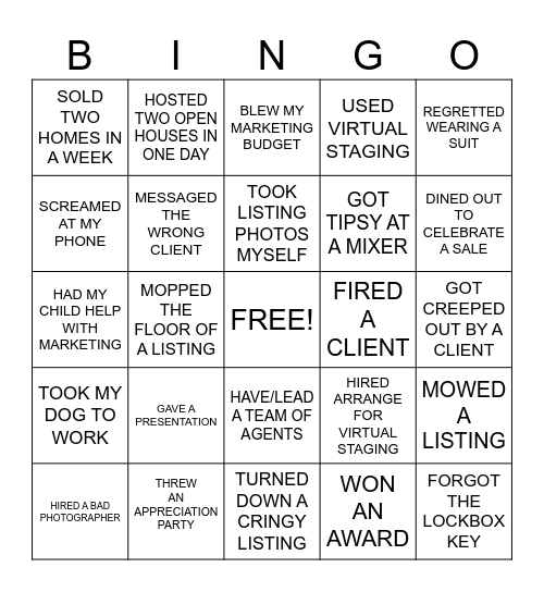 REALTOR BINGO Card