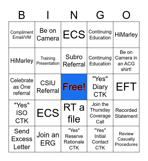 2024 Claim Kick-off Bingo Card