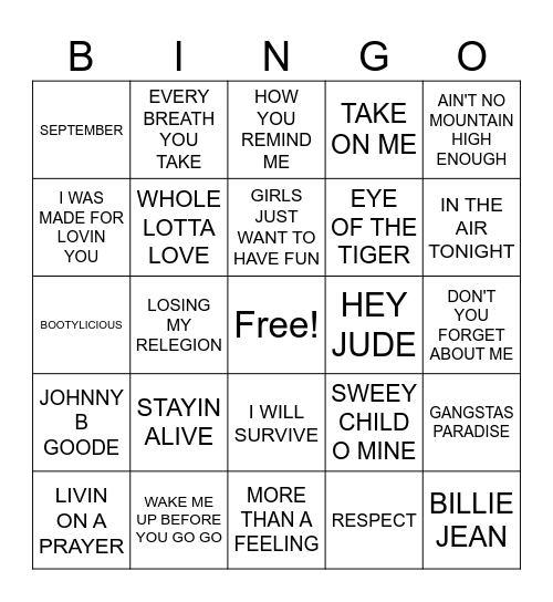 #1- NUMBER ONE HITS Bingo Card