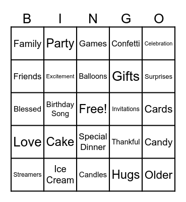 HAPPY BIRTHDAY!!! Bingo Card