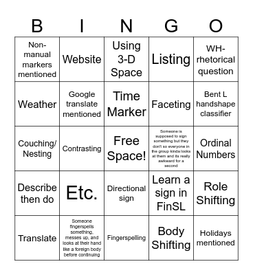 FinSL Bingo Card