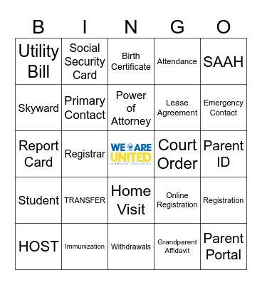 Amazing Registrar's Bingo Card