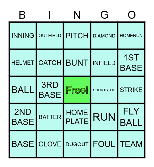 BASEBALL BINGO Card