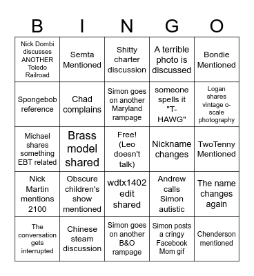 X BINGO Card
