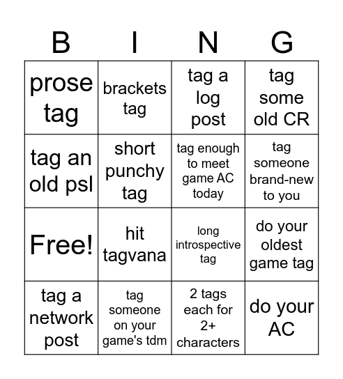 dwrp tag bingo Card