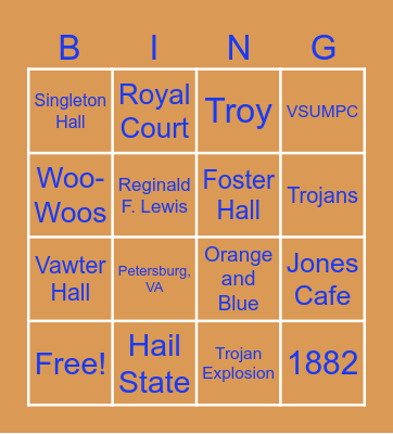 VSU Trojan Bingo! Bingo Card