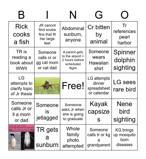 Hawaii bingo Card
