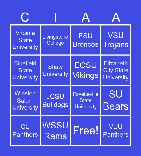 CIAA Bingo Card