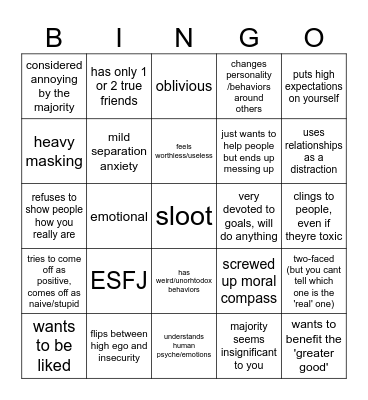 eden kinnie bingo Card