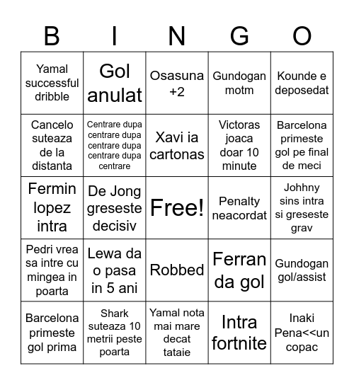 Barca bingo Card