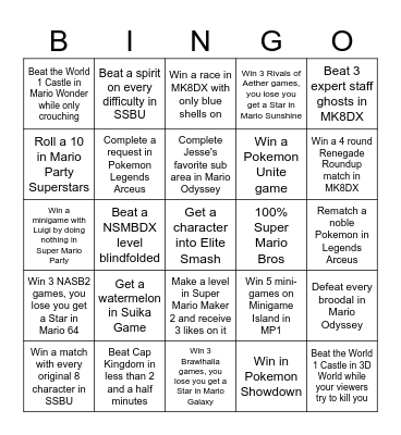 Video Game Challenges Bingo Card