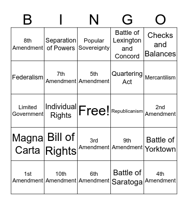 STAAR Review Bingo Card