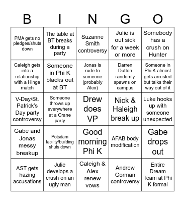 Dream Team Bingo Card