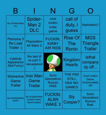 State Of Play Predictions Bingo Card