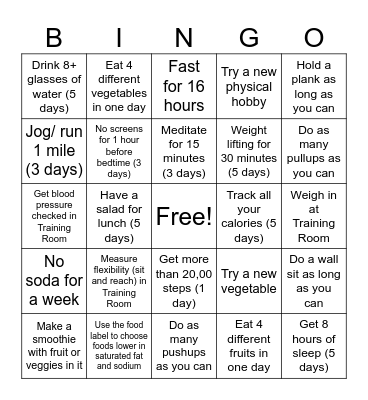 February Bingo Challenge! Bingo Card