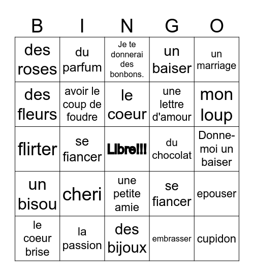 le St. Valentin (2) Bingo Card