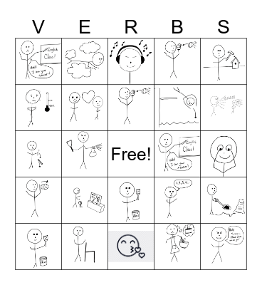 Grade 4 Verbs Bingo Card