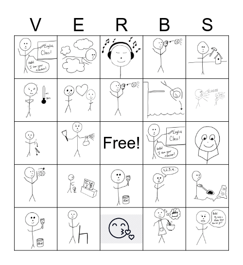 Grade 4 Verbs Bingo Card