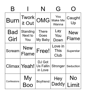 SuperBowl Halftime Bingo Card