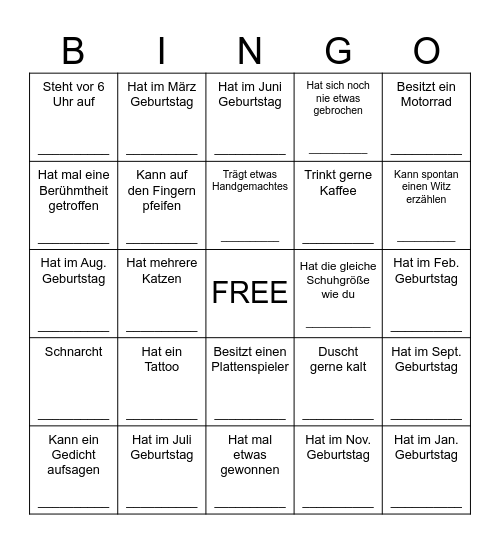 Zum 160. Geburtstag Bingo Card