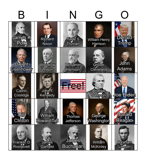 Presidents Day Bingo Card