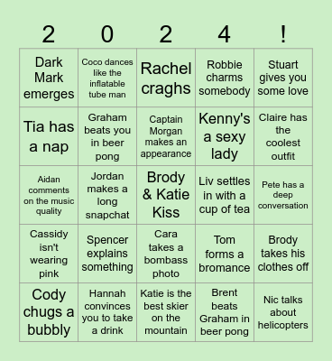 Brody & Katie Bachelor-ette Bingo Card