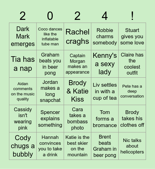 Brody & Katie Bachelor-ette Bingo Card