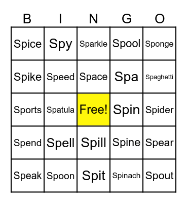 SP Bingo! Bingo Card