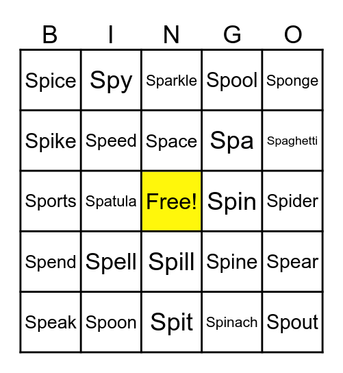 SP Bingo! Bingo Card