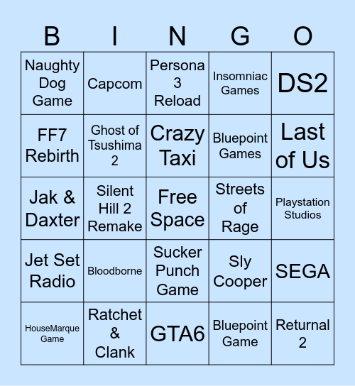 State of Play Jan 31 2024 Bingo Card