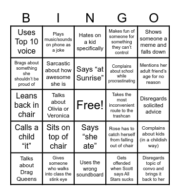 Rose Bingo Card
