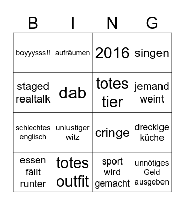 Mädels WG Bingo Card