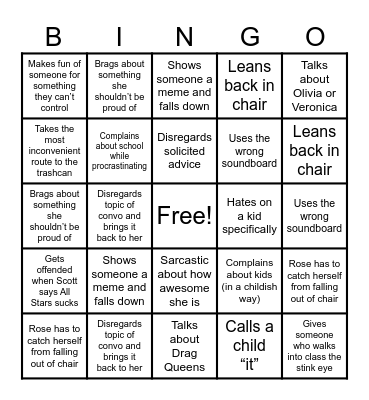 Rose Bingo Card