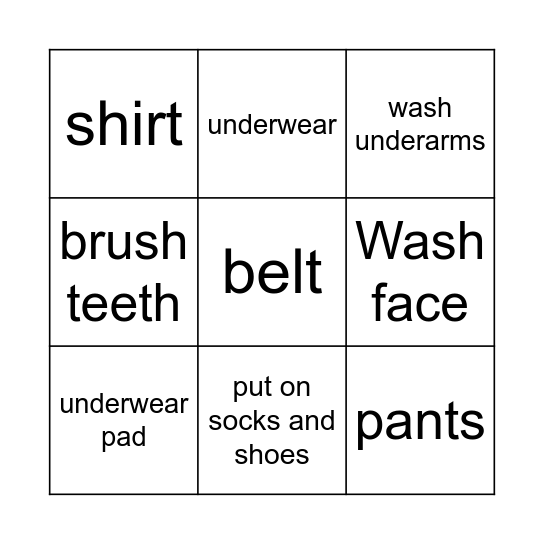 Saturday morning Bingo Card