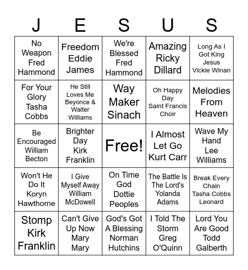 Gospel Sunday BINGO Card