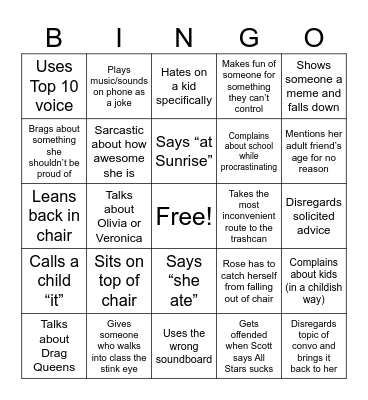 Rose Bingo Card