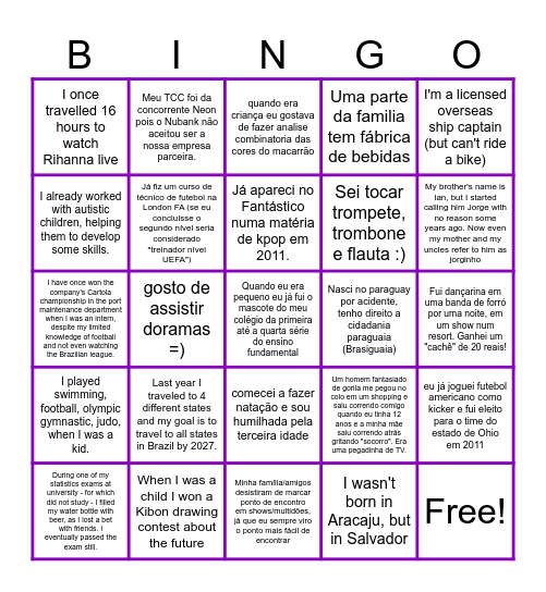 Growth Analytics - Fun Facts Bingo Card