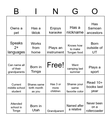 OQ 11 BINGO Card