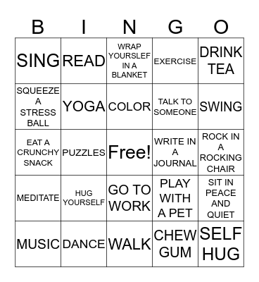 COPING SKILLS BINGO Card