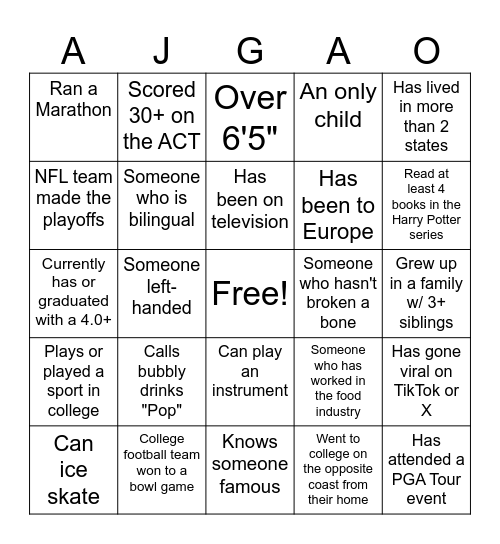 IRW BINGO Card