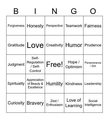 Character Bingo Card