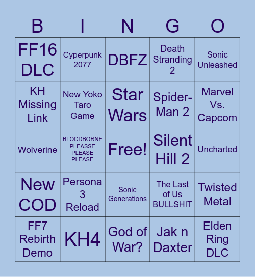 STATE OF PLAY 2024 Bingo Card