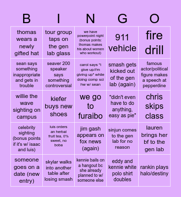 end of semester pepperdine bingo Card